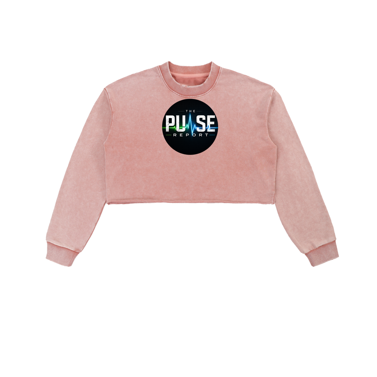 Snow Washed Raw Edge Cropped Sweatshirt- (Pulse Beat)