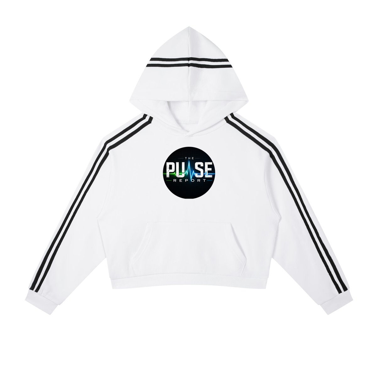 Contrast Side Stripe Cropped Hoodie- (Pulse Beat)