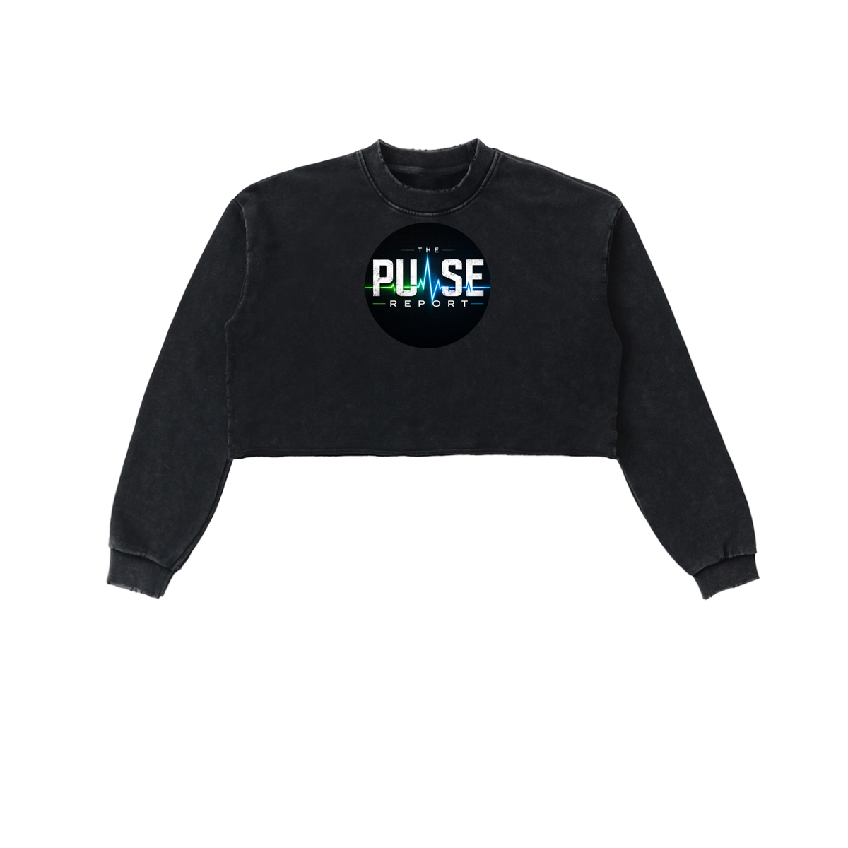 Snow Washed Raw Edge Cropped Sweatshirt- (Pulse Beat)