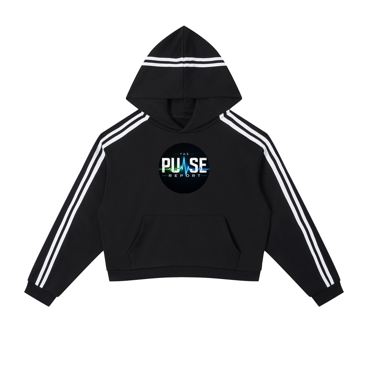 Contrast Side Stripe Cropped Hoodie- (Pulse Beat)