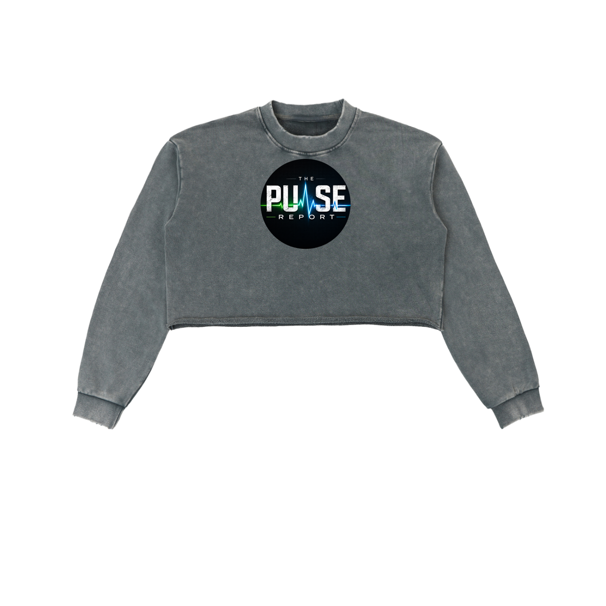 Snow Washed Raw Edge Cropped Sweatshirt- (Pulse Beat)